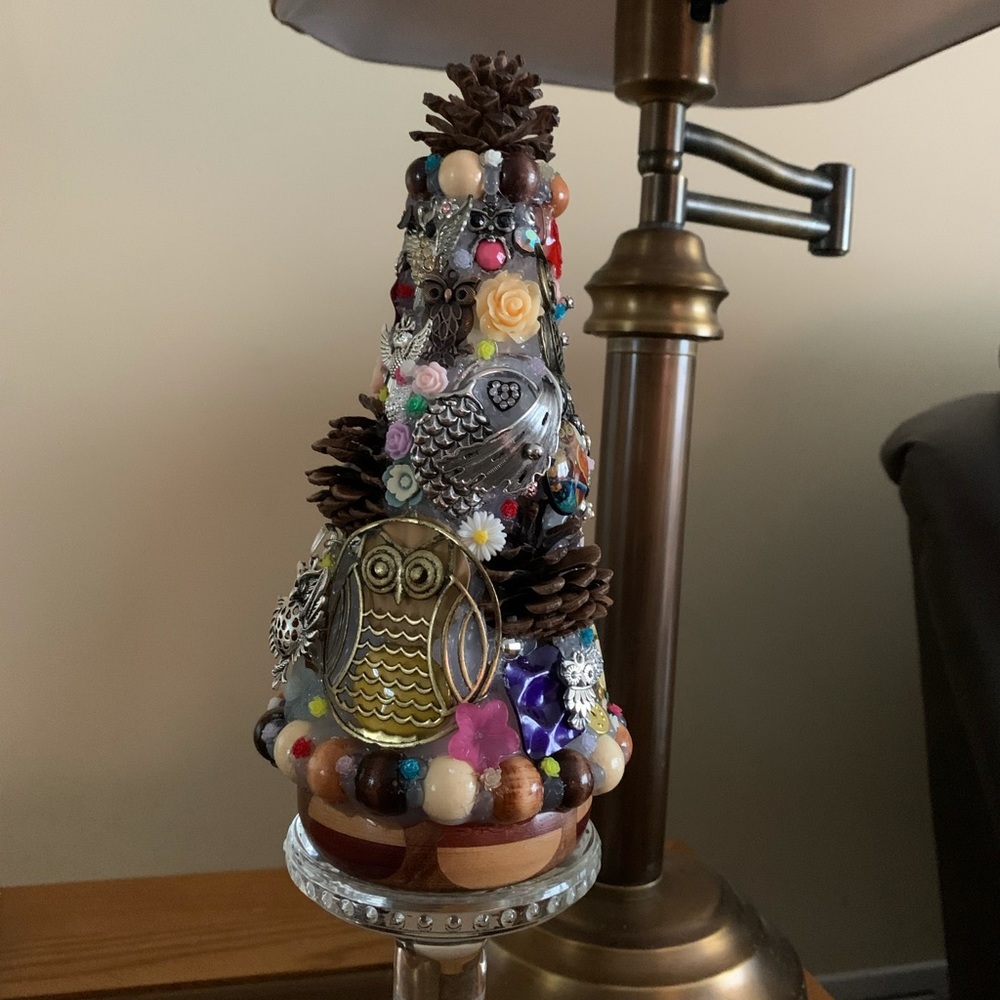 (SOLD!) OWL Junkdrawer Tree Handmade Jewel Decor